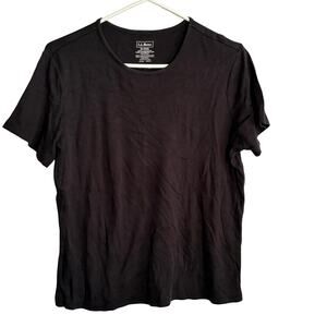 LL Bean Womens Crewneck Top M Black Cotton Shirt Minimalist Basic L.L. Bean